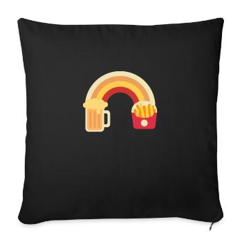 Bière et frites - Housse de coussin décorative 45 x 45 cm - noir - Devant