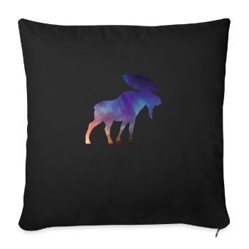 Idée cadeau aurores boréales à double exposition animaux orignaux - Housse de coussin décorative 45 x 45 cm - noir - Devant