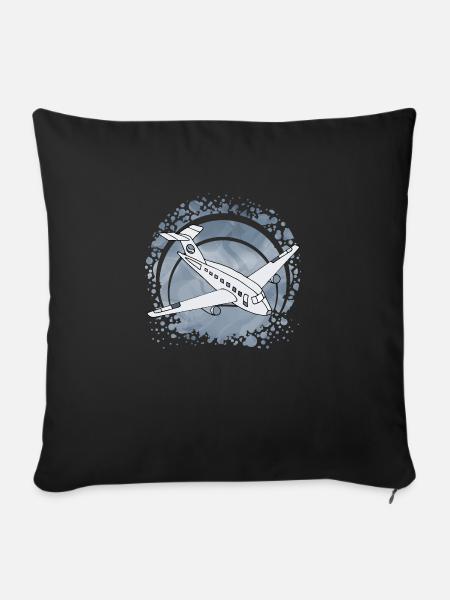 Flugzeug - Sofakissenbezug 45 x 45 cm - Schwarz