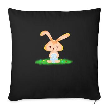 Doux lapin de Pâques - Housse de coussin décorative 45 x 45 cm - noir - Devant