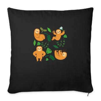 paresseux adorables et drôles - forêt tropicale - Housse de coussin décorative 45 x 45 cm - noir - Devant