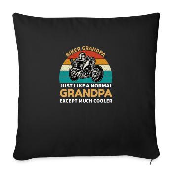 Cool grandpa as a biker motorcyclist - Sofa pillowcase 17,3'' x 17,3'' (45 x 45 cm) - black - Front