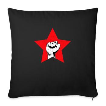 Étoile rouge poing vintage - Housse de coussin décorative 45 x 45 cm - noir - Devant