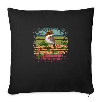 Colorful bird - Sofa pillowcase 17,3'' x 17,3'' (45 x 45 cm) - black - Front