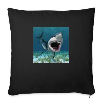 Grand requin blanc en chasse - Housse de coussin décorative 45 x 45 cm - noir - Devant