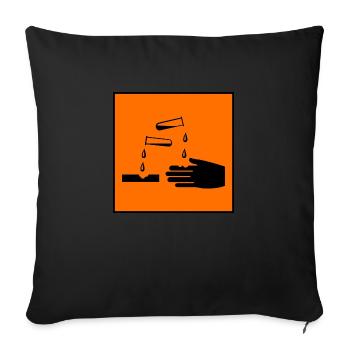 Symbole de danger caustique - Housse de coussin décorative 45 x 45 cm - noir - Devant