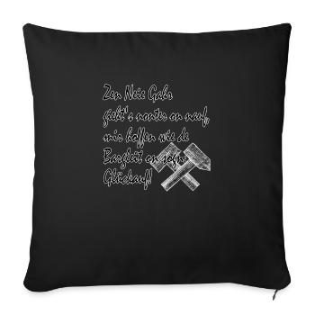Erzgebirge, Mundart Spruch Anton - Sofakissenbezug 45 x 45 cm - Schwarz - Vorne