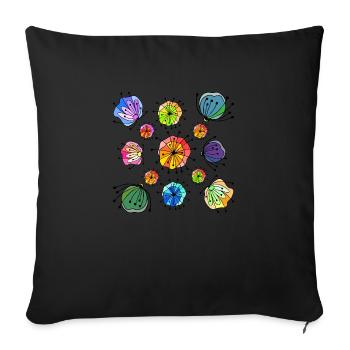 Blumen - Sofakissenbezug 45 x 45 cm - Schwarz - Vorne
