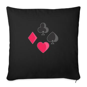 Cards Colors Cross Spades Heart Checkcard Game - Sofa pillowcase 17,3'' x 17,3'' (45 x 45 cm) - black - Front