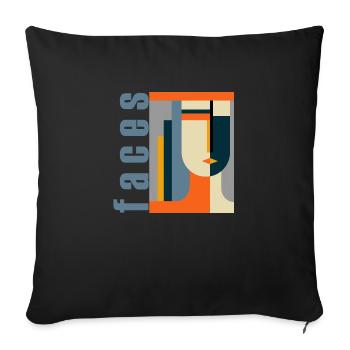 Faces - Sofa pillowcase 17,3'' x 17,3'' (45 x 45 cm) - black - Front