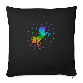 LGBT Arc-en-ciel Licorne - Housse de coussin décorative 45 x 45 cm - noir - Devant