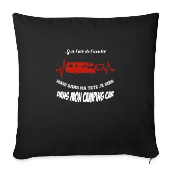 je suis en camping car - Housse de coussin décorative 45 x 45 cm - noir - Devant