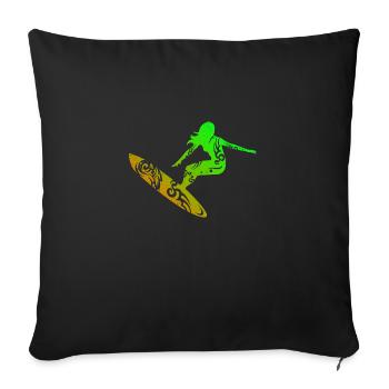 Surf Girl Tribal Tattoo Surf Lover Gift Idea - Sofa pillowcase 17,3'' x 17,3'' (45 x 45 cm) - black - Front