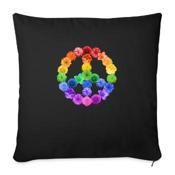 Fleurs Peace Flowerpower - Housse de coussin décorative 45 x 45 cm - noir - Devant