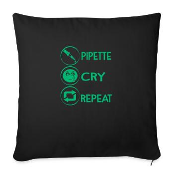 Pipette cry repeat biologiste biologie cadeau - Housse de coussin décorative 45 x 45 cm - noir - Devant
