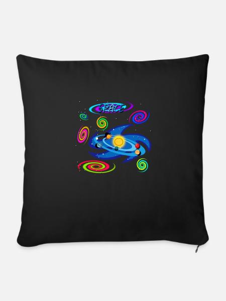 SOLAR SYSTEM (wählen Sie dunkle Farbe für diese Version) - Sofakissenbezug 45 x 45 cm - Schwarz
