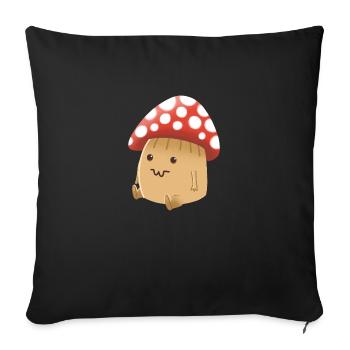 Hand Drawn cute Capped Mushroom Man - Sofa pillowcase 17,3'' x 17,3'' (45 x 45 cm) - black - Front