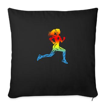 Läufer Laufendes Mädchen Tattoo Design Geschenk - Sofakissenbezug 45 x 45 cm - Schwarz - Vorne
