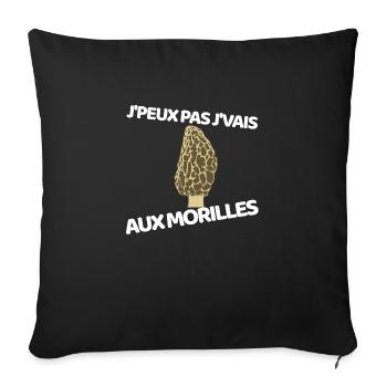 J’peux pas les morilles m’attendent - Housse de coussin décorative 45 x 45 cm - noir - Devant
