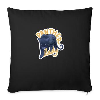 Dame noire dessinée à la main de panthère - Housse de coussin décorative 45 x 45 cm - noir - Devant