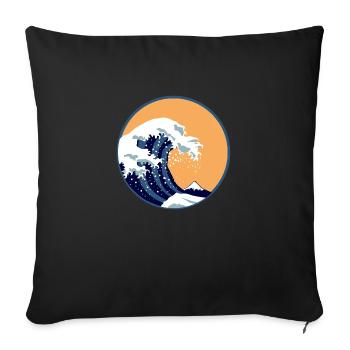 Vagues La grande vague avant Kanagawa Rétro Art Poison - Housse de coussin décorative 45 x 45 cm - noir - Devant