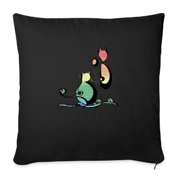 Cats - Sofa pillowcase 17,3'' x 17,3'' (45 x 45 cm) - black - Front