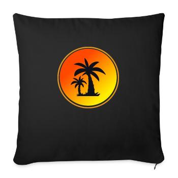 Palm Circle Orange Sun - Sofa pillowcase 17,3'' x 17,3'' (45 x 45 cm) - black - Front