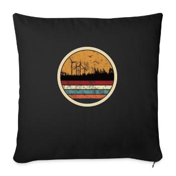 Wind farm at sunset - renewable energy - Sofa pillowcase 17,3'' x 17,3'' (45 x 45 cm) - black - Front
