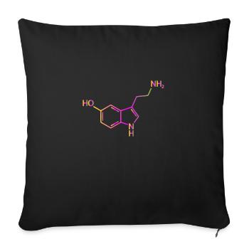 Serotonin Molecule Chemistry Happiness Gift Idea - Sofa pillowcase 17,3'' x 17,3'' (45 x 45 cm) - black - Front