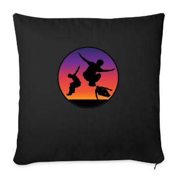 Parkour extreme athlete, parcouring extreme sport - Sofa pillowcase 17,3'' x 17,3'' (45 x 45 cm) - black - Front
