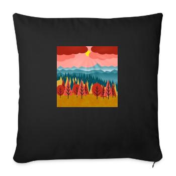 Landschaft eines Waldes bei Sonnenuntergang - Sofakissenbezug 45 x 45 cm - Schwarz - Vorne