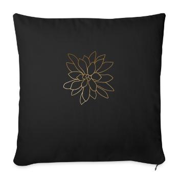 Gold Foliage Flower Line Art - Sofa pillowcase 17,3'' x 17,3'' (45 x 45 cm) - black - Front