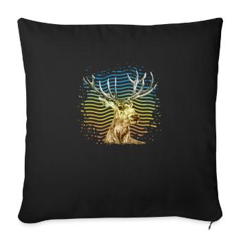cerf - Housse de coussin décorative 45 x 45 cm - noir - Devant