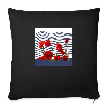 poppy and seaside sea wave - Sofa pillowcase 17,3'' x 17,3'' (45 x 45 cm) - black - Front