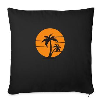 sunset with palm tree - Sofa pillowcase 17,3'' x 17,3'' (45 x 45 cm) - black - Front