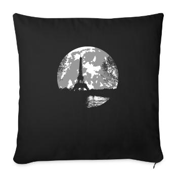 pleine lune et paris - tour Eiffel - Housse de coussin décorative 45 x 45 cm - noir - Devant