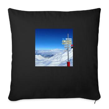 Alps route - Sofa pillowcase 17,3'' x 17,3'' (45 x 45 cm) - black - Front
