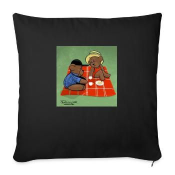 Tea party des ours en peluche 🧸 - Housse de coussin décorative 45 x 45 cm - noir - Devant