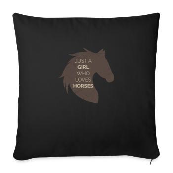 Juste une fille qui aime horss amateur de chevaux poison - Housse de coussin décorative 45 x 45 cm - noir - Devant