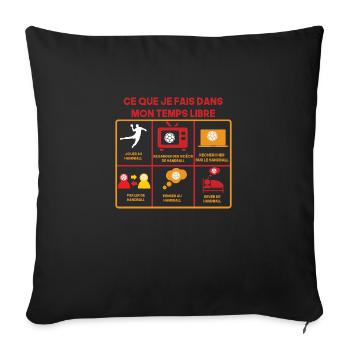 handball humour drôles handballeur temps libre - Housse de coussin décorative 45 x 45 cm - noir - Devant