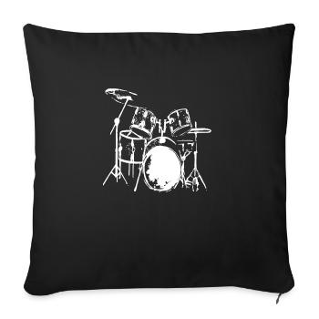 Percussion dessin à la main - Housse de coussin décorative 45 x 45 cm - noir - Devant