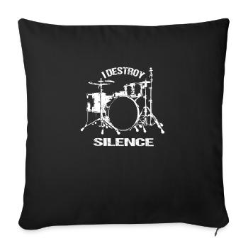 I Destroy Silence Drumset Drummer Drums - Housse de coussin décorative 45 x 45 cm - noir - Devant