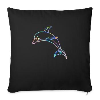 dolphin - Sofa pillowcase 17,3'' x 17,3'' (45 x 45 cm) - black - Front