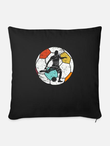 Vintage Fußball Fußballer - Sofakissenbezug 45 x 45 cm - Schwarz