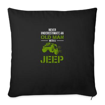 Opa Never Underestimate An Old man With A Jeep - Sofakissenbezug 45 x 45 cm - Schwarz - Vorne