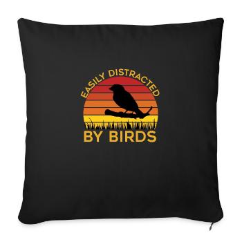 Leicht von Vögeln abgelenkt - Sofakissenbezug 45 x 45 cm - Schwarz - Vorne