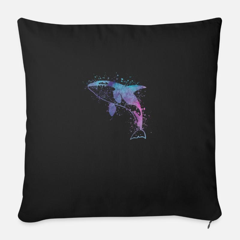 Blau und lila Farbe Splatter Killer Wal - Sofakissenbezug 45 x 45 cm - Schwarz