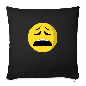 exhausted face emoiji - Sofa pillowcase 17,3'' x 17,3'' (45 x 45 cm) - black - Front