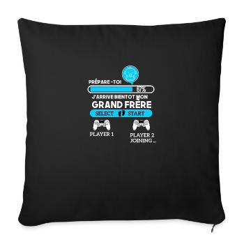 Bientôt Grand Frère Gamer Futur Frère Gamer drôles - Housse de coussin décorative 45 x 45 cm - noir - Devant