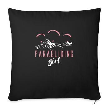 Paragliding Paragliding Paraglider Paraglider - Sofa pillowcase 17,3'' x 17,3'' (45 x 45 cm) - black - Front